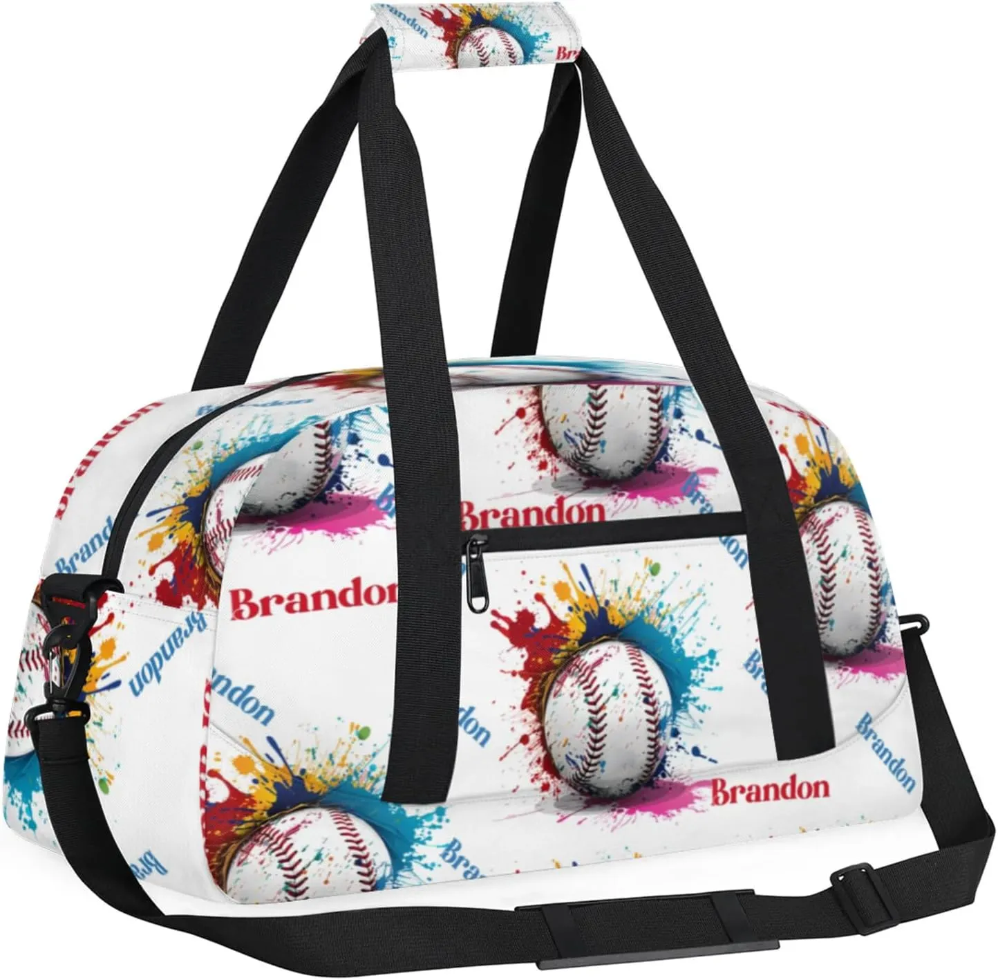Personalized Duffle-Bag for-Girls-Boys Customized Sports-Bag Carry-On-Bag Gym-Travel-Bag Football-Bag Gymnastics-Bag Blue White Red Yellow Baseball Brandon