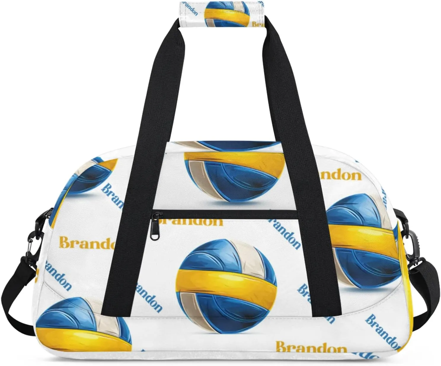 Personalized Duffle-Bag for-Girls-Boys Customized Sports-Bag Carry-On-Bag Gym-Travel-Bag Football-Bag Gymnastics-Bag Blue Yellow White Volleyball Brandon