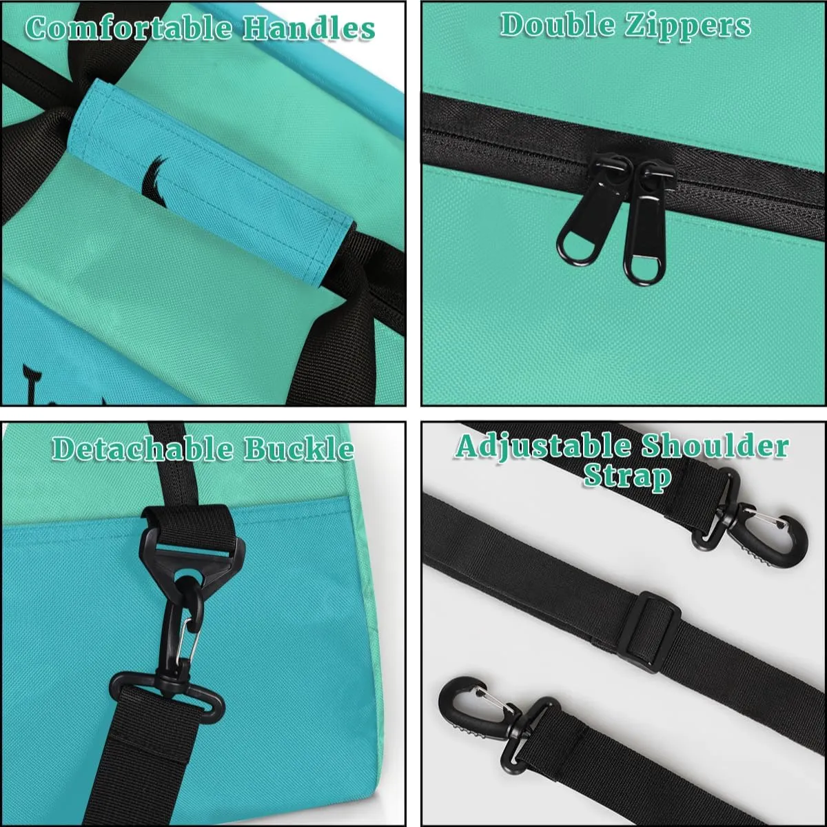 Personalized Kids Duffle Bag for Boys, Custom Sport Gym Bag with Name, Fit School Practice, or Overnight Weekender Travel Turquoise Horse