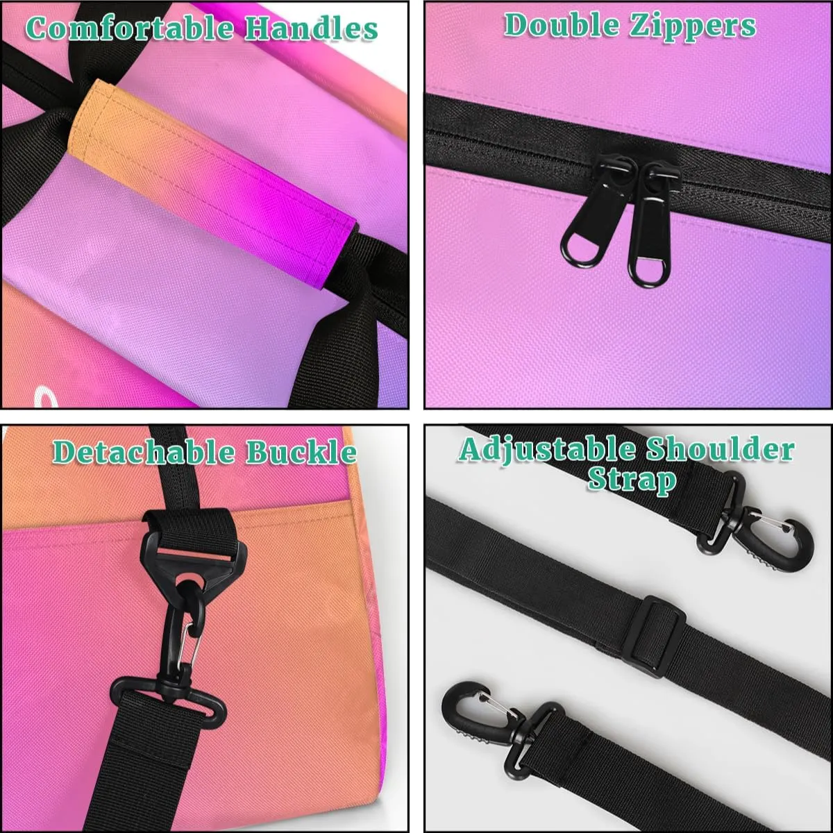 Personalized Kids Duffle Bag for Girls, Custom Sport Gym Bag with Name, Fit School Practice, or Overnight Weekender Travel Pink Gradient Martial Arts