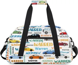 Personalized Name Duffle-Bag for Boys,Custom Car Sports Gym Bag,Carry-on Lightweight for Travel Outdoor,Track-and-Field Vintage Car