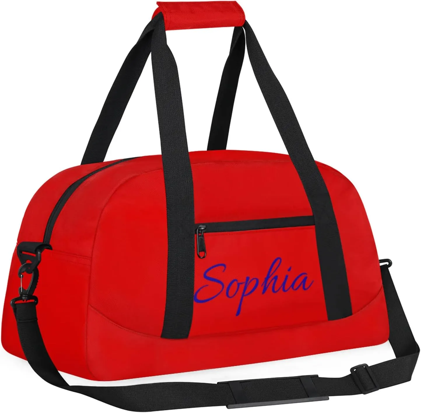 Personalized Name Duffle-Bag for-Girl-Boy Customized Sports-Bag Carry-On-Bag Gym-Travel-Bag Ballet-Bag Gymnastics-Bag Pure Red