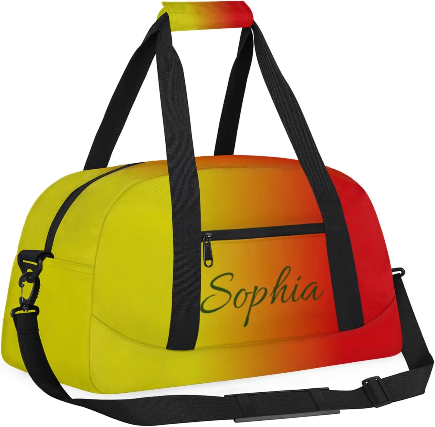 Personalized Name Duffle-Bag for-Girl-Boy Customized Sports-Bag Carry-On-Bag Gym-Travel-Bag Ballet-Bag Gymnastics-Bag Yellow Red