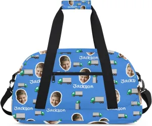 Personalized Name Duffle-Bag for Girls Boys,Custom Sports Gym Baseball-Bag,Colorful Carry-on Lightweight for Travel Outdoor Car Blue Green