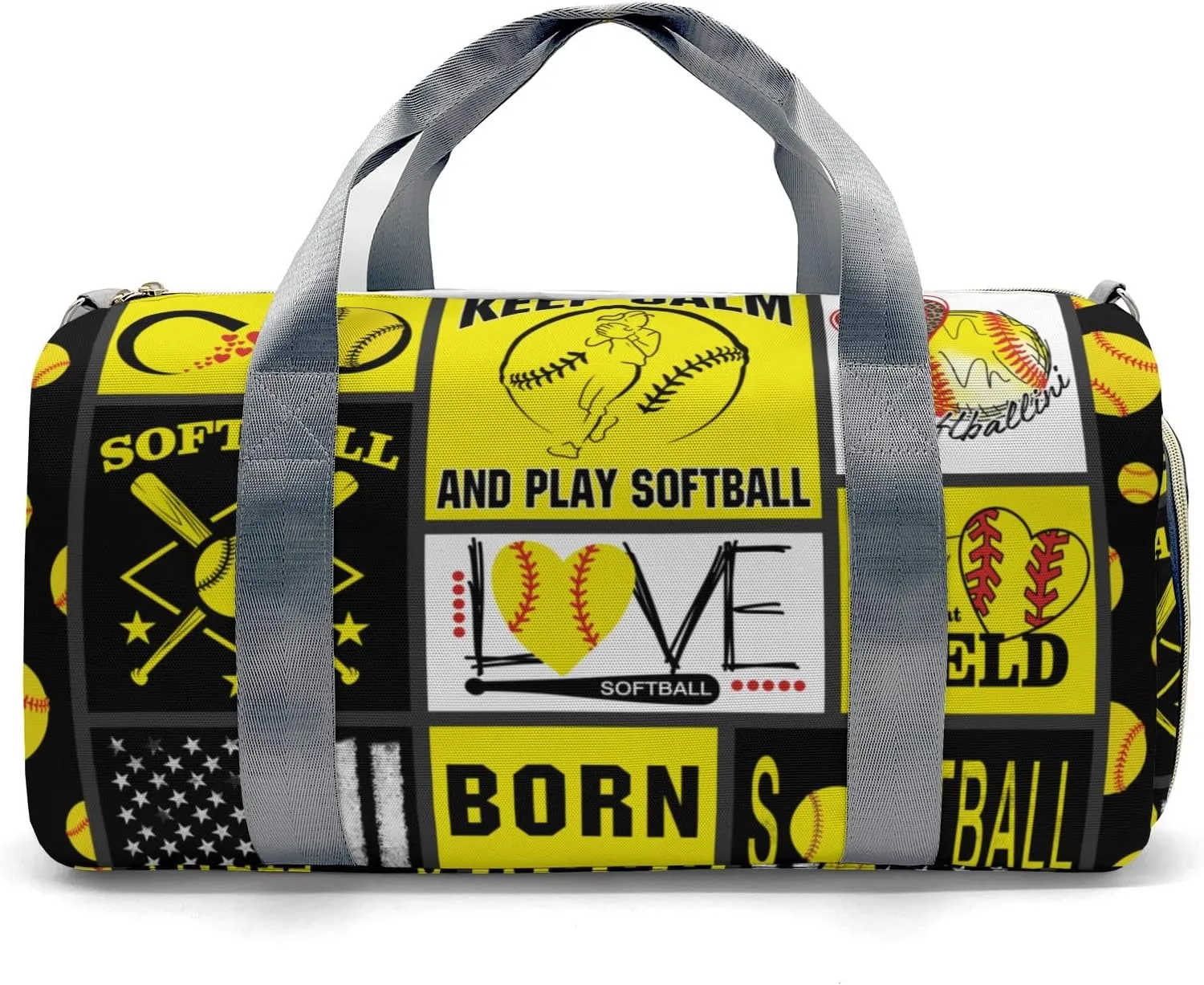 Personalized Name Softball Gym Bag for Women, Travel Duffle Bag Carry On Weekender Bag with Shoe Compartment Custom Gift