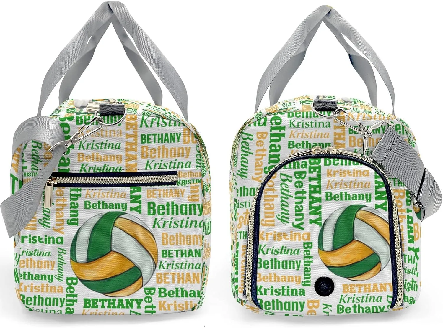 Personalized Name Sport Player Volleyball Word Cloud Gym Bag for Women, Travel Duffle Bag Carry On Weekender Bag with Shoe Compartment Custom Gift