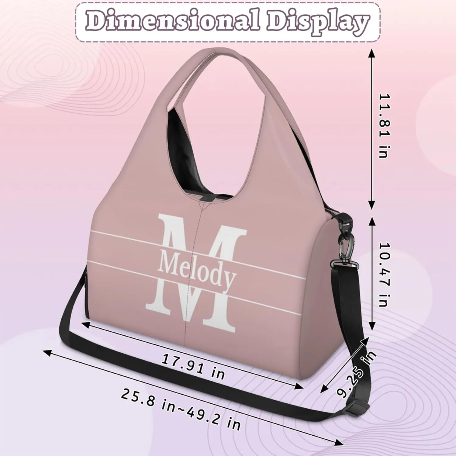 Personalized Yoga Mat Bag with Name Shoe Compartment, Solid Color Initial Letter Travel Tote Sport Gym Duffel Bag