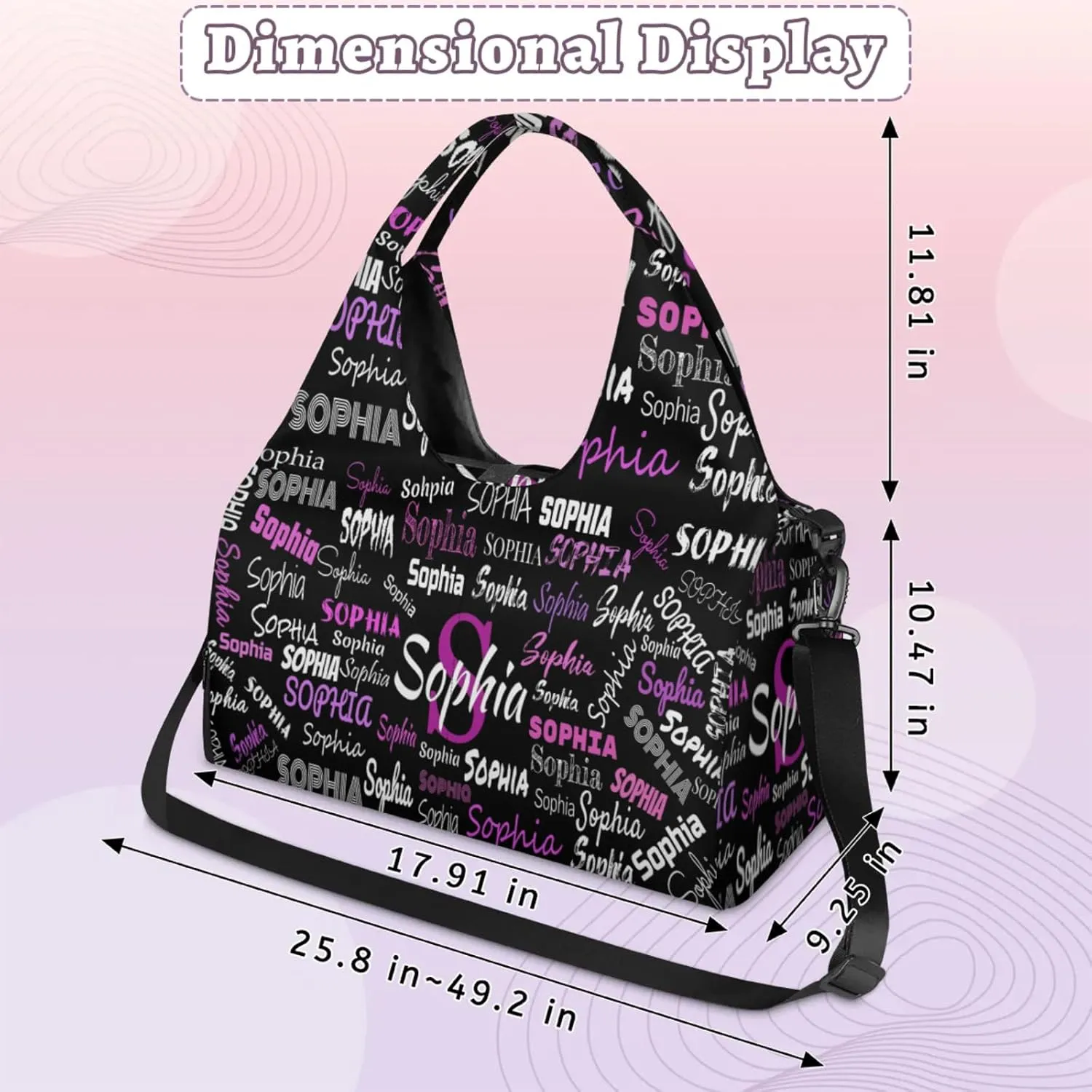 Personalized Yoga Mat Bag with Shoe Compartment, Initial Letter Name Travel Weekender Tote Sport Gym Duffel Bag