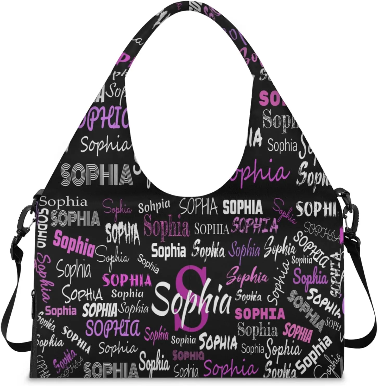 Personalized Yoga Mat Bag with Shoe Compartment, Initial Letter Name Travel Weekender Tote Sport Gym Duffel Bag