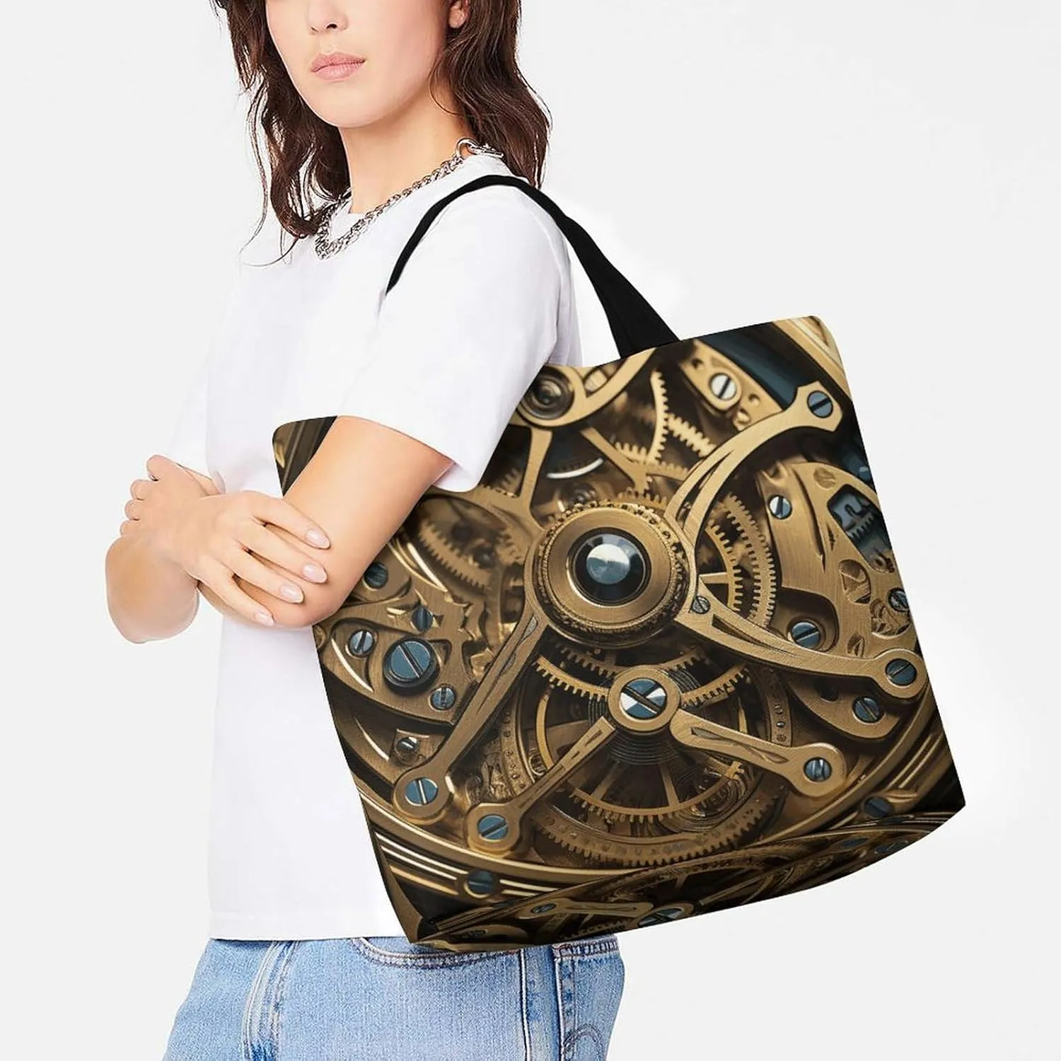 Pfhorn Flower Fairy Tote Bag for Women Reusable Grocery Shoulder Bag Shopping Bags for Travel, Groceries