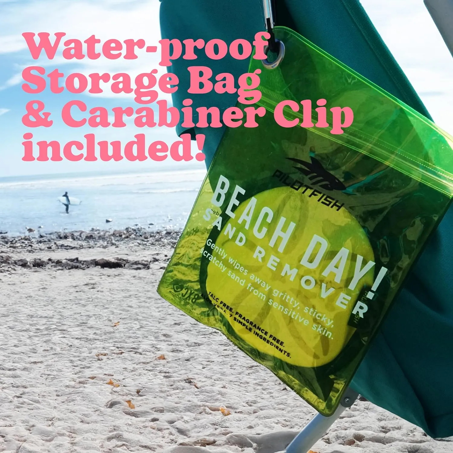 Pilotfish Beach Essentials Sand Remover Bag, Gentle Skin-Friendly Formula with 7 Natural Ingredients   Lavender Essential Oil, Talc-Free Sand Removal Beach Accessories, Must Haves, Gifts for Women