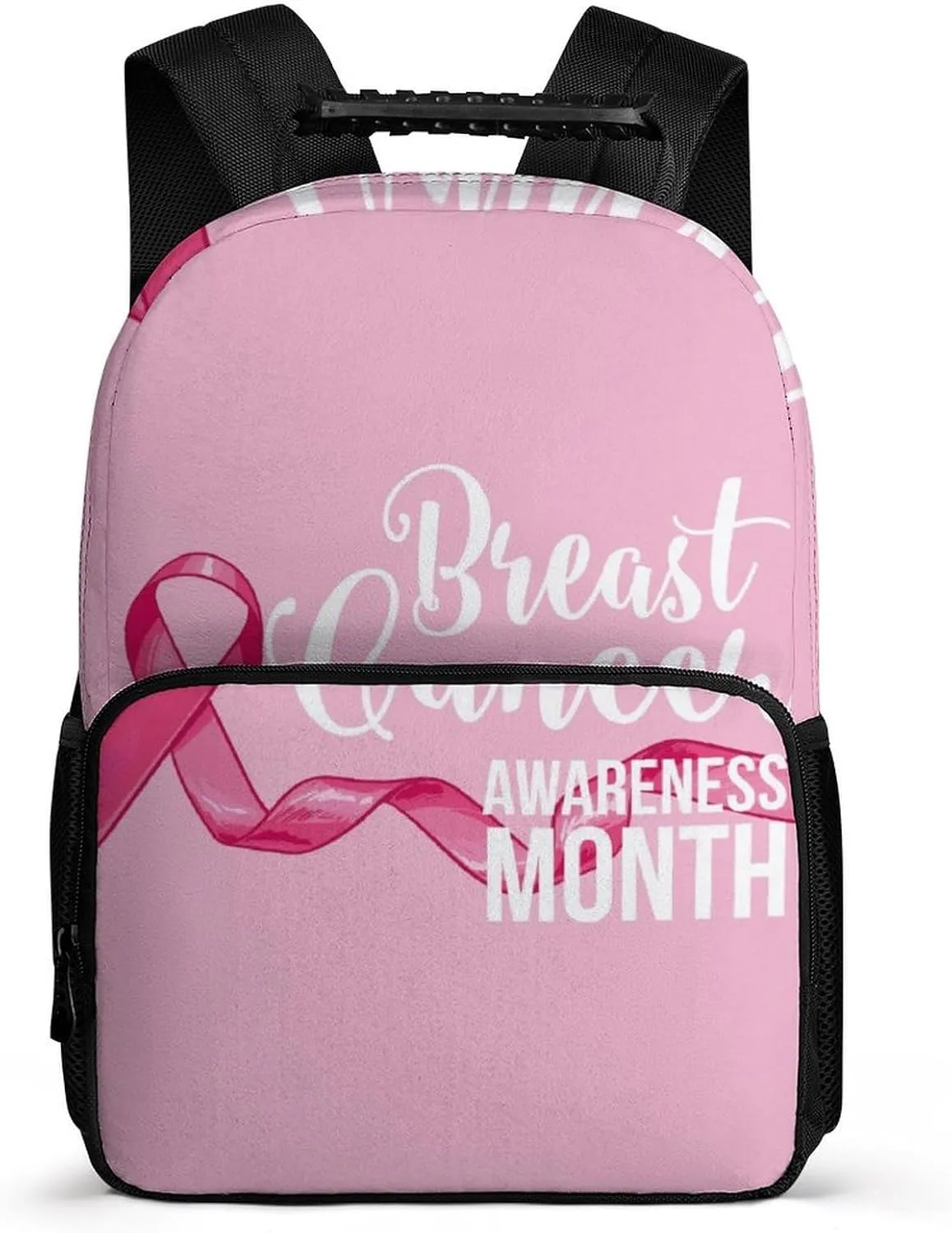 Pink Breast Cancer Awareness Travel Backpack Casual Daypacks Computer Shoulder Bag for Work Shopping Unisex 16 Inch