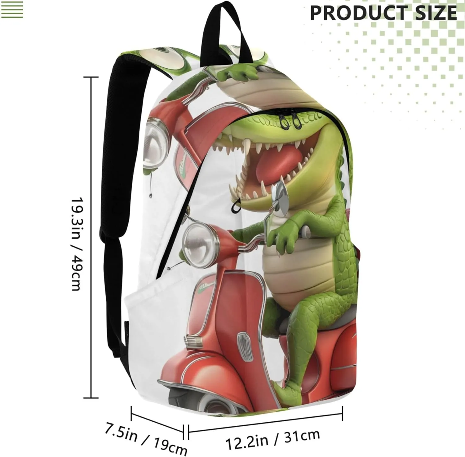 Pink Casual Backpack for Men Women Cute Alligator Funny Animal Everyday School Bookbag for Teen Girls