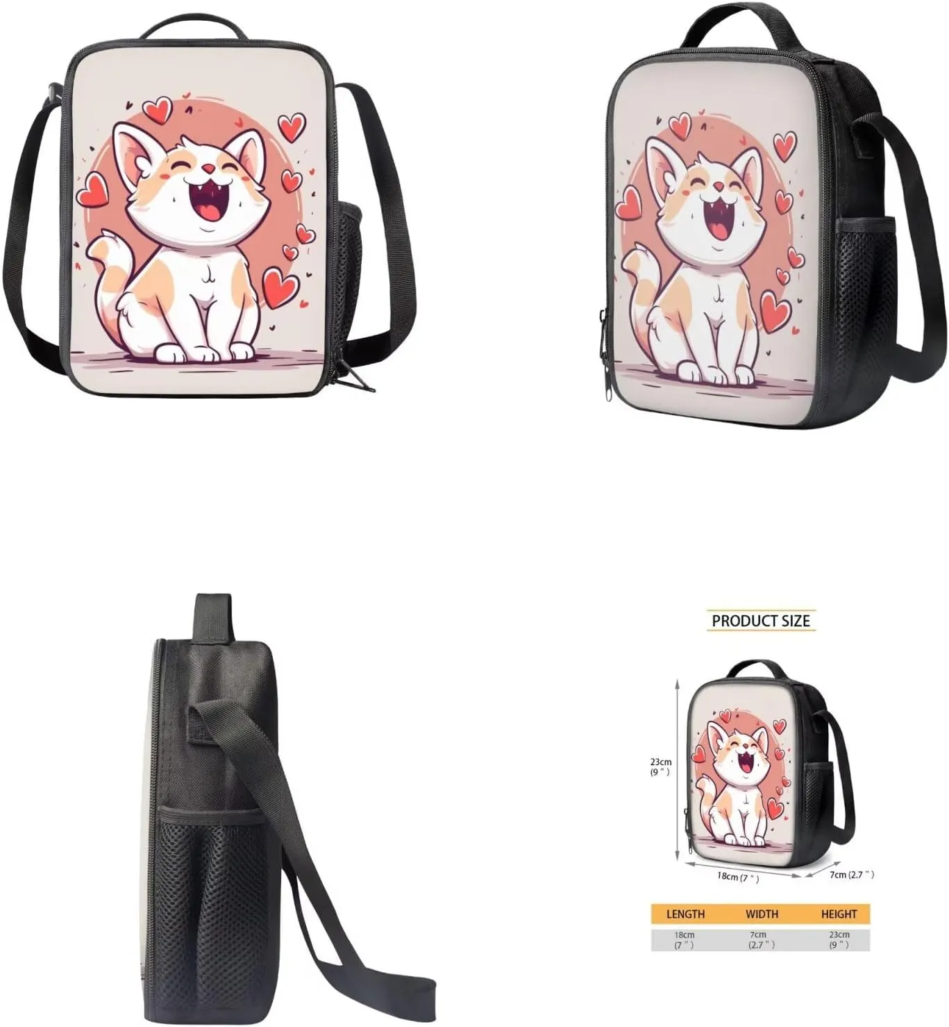 Pink Cat Elementary School Backpack for Girls Kids Bookbag with Lunch Box 17 Inch School Bags for Girls 7-10 Bookbag Large Capacity,Cute School Backpack for Kids