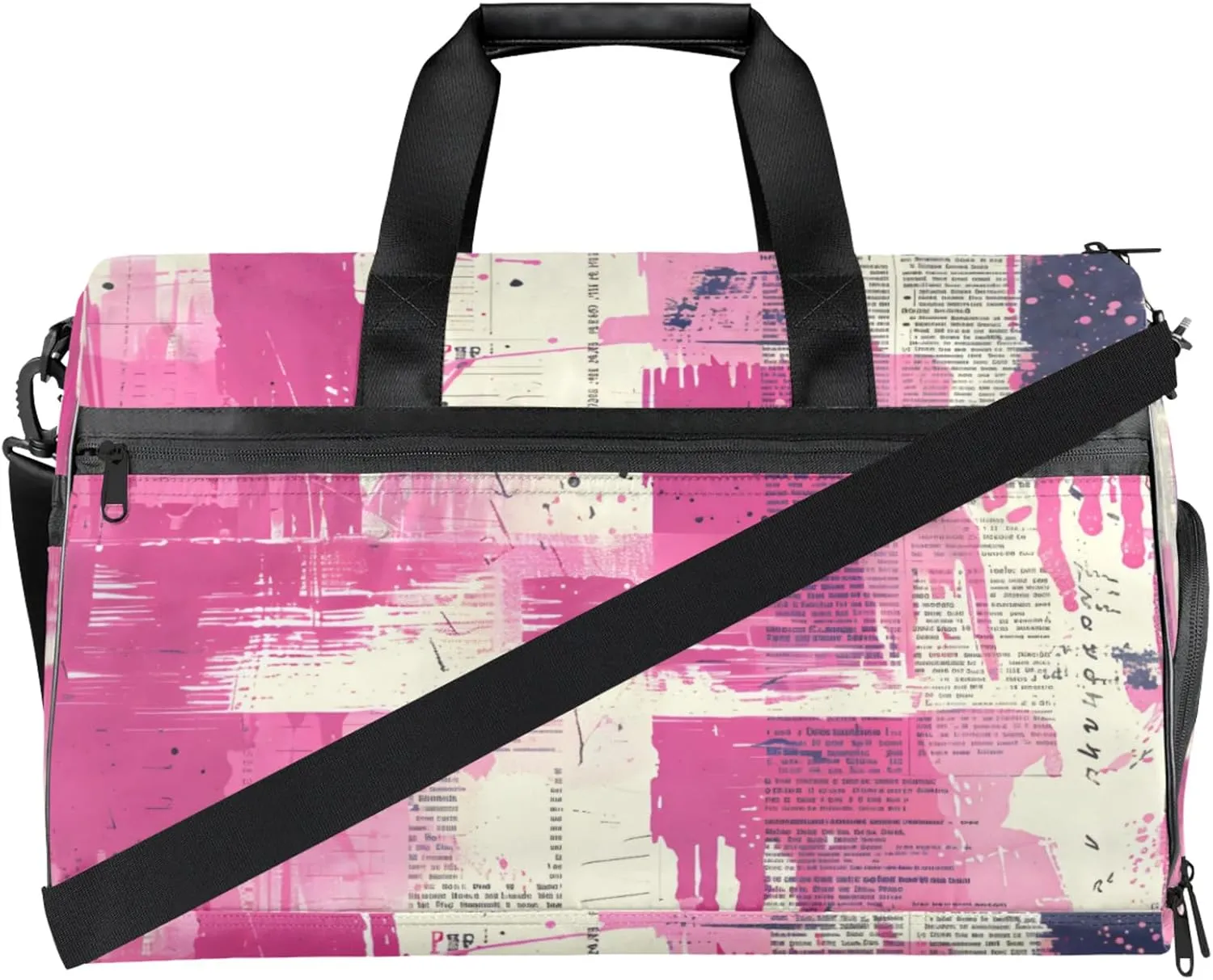 Pink Gym Duffle Bag for Men, Abstract Waterproof Sports duffle bag for travel Weekender Bags for Women Overnight Bag with Shoes Compartment