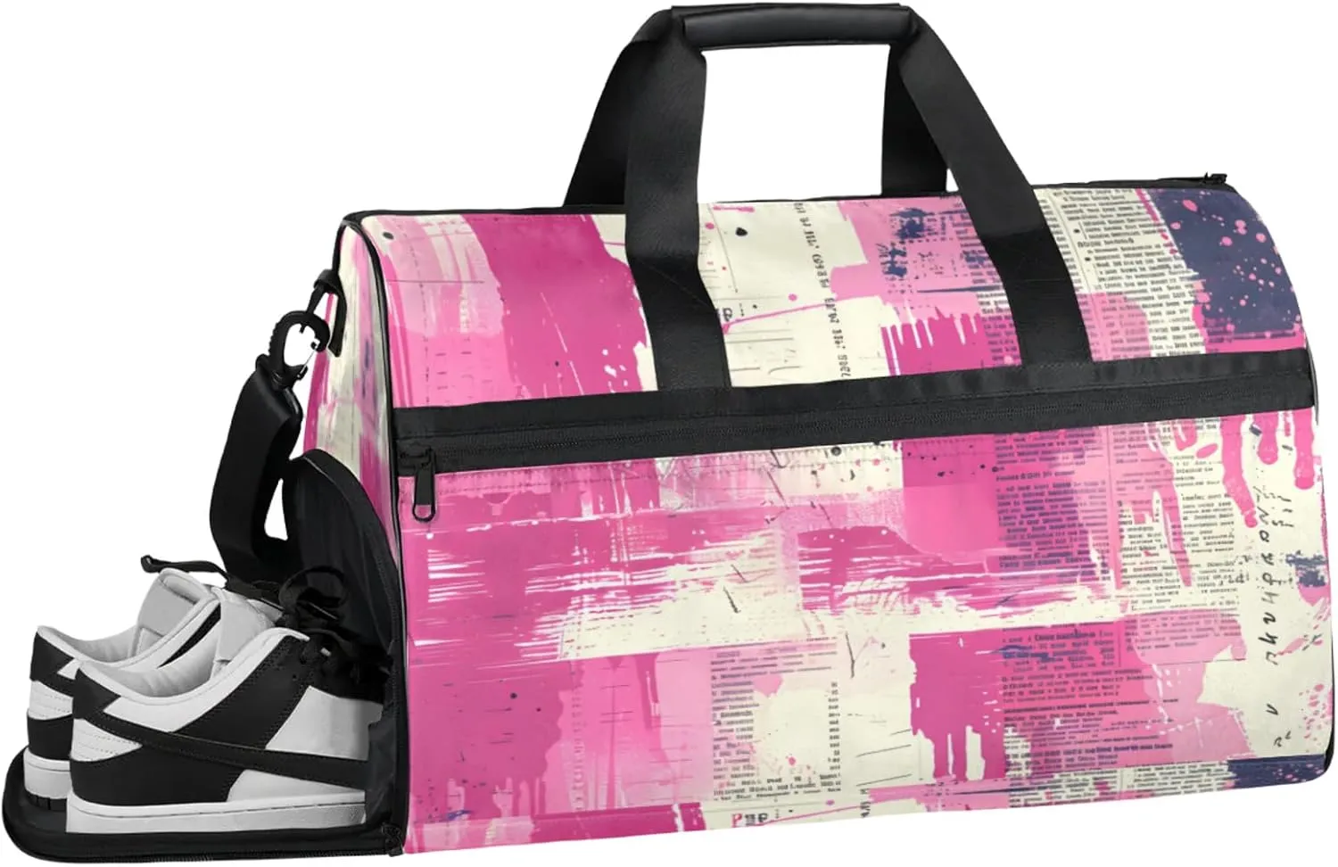 Pink Gym Duffle Bag for Men, Abstract Waterproof Sports duffle bag for travel Weekender Bags for Women Overnight Bag with Shoes Compartment