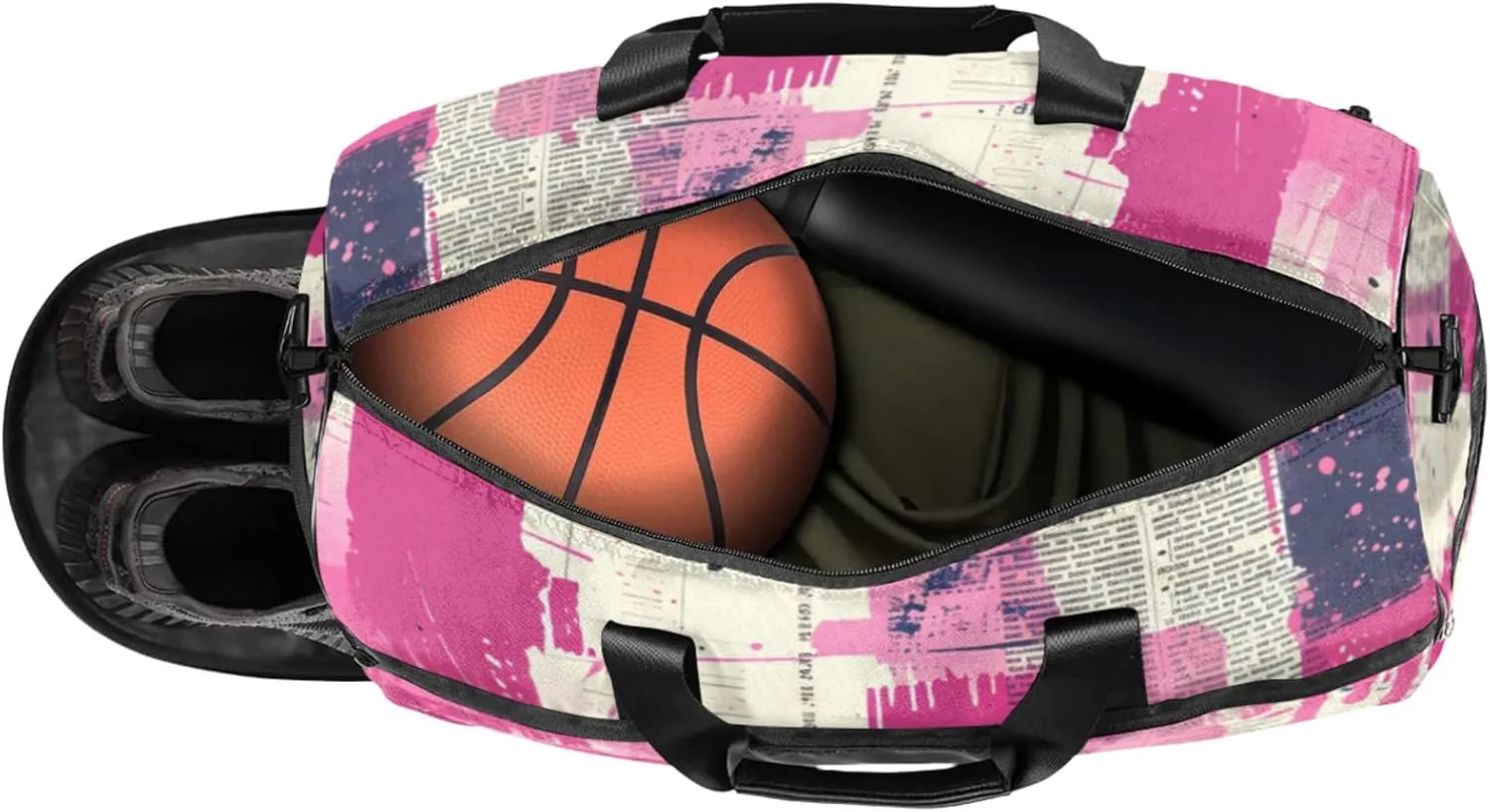 Pink Gym Duffle Bag for Men, Abstract Waterproof Sports duffle bag for travel Weekender Bags for Women Overnight Bag with Shoes Compartment