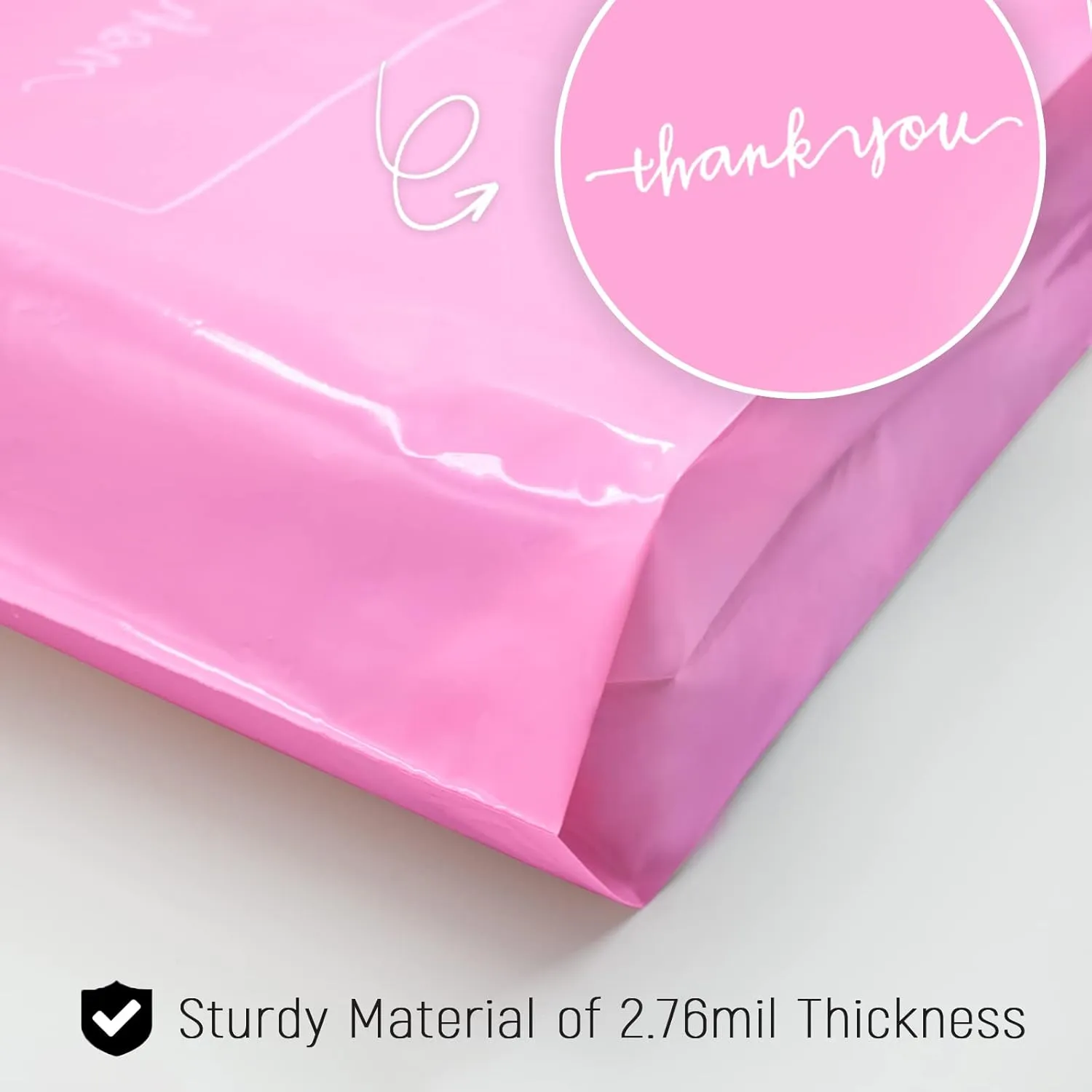 Pink Thank You Bags for Business Small 50Pcs 17x16In Thank You Merchandise Bags Bulk - Extra Thick 2.76Mil Large Plastic Shopping Bags Merchandise Retail Bags with Handles for Boutique