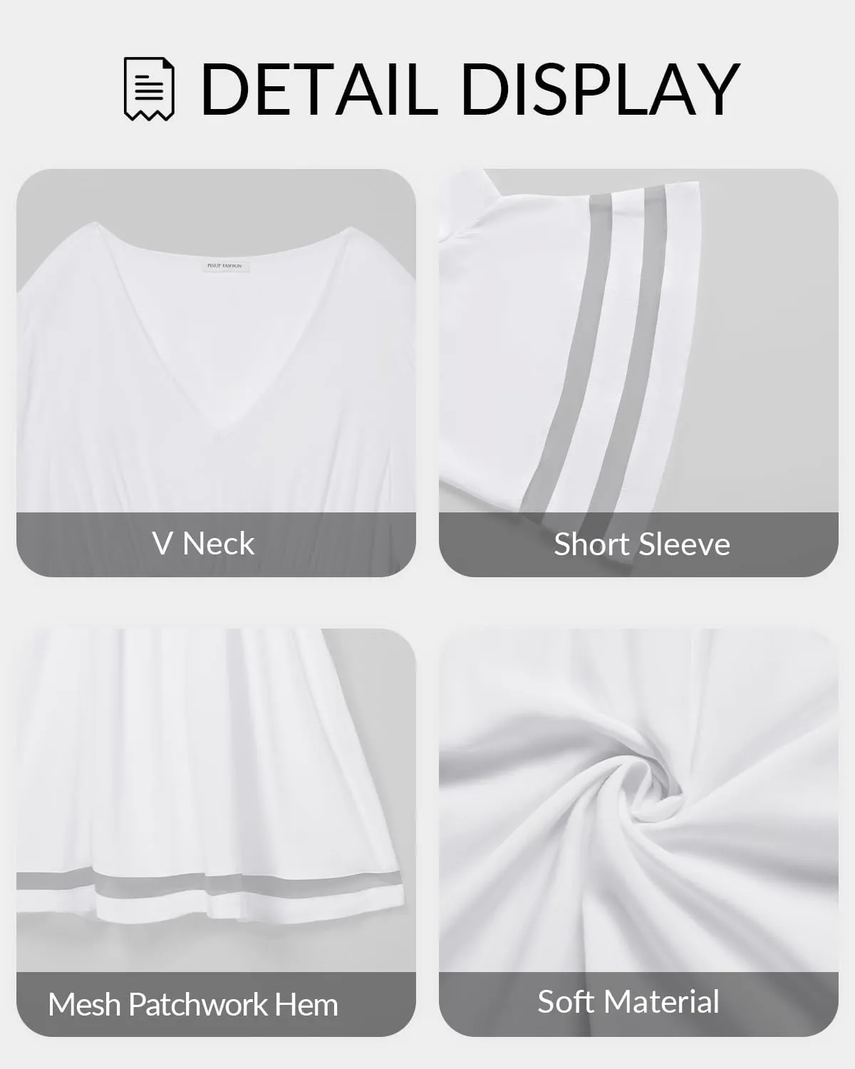 Pinup Fashion Swimsuit Beach Cover Ups Women - V Neck Short Sleeve Bathing Suit Coverup Summer Dress
