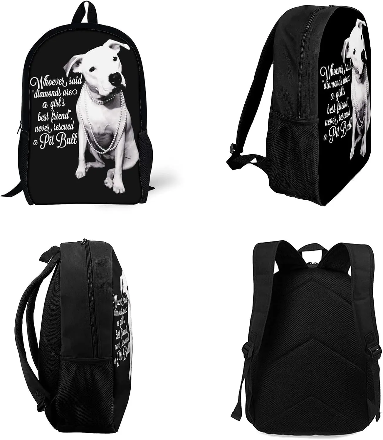 Pit-bull Terrier Girl Dog Quotes Backpack,Lightweight School College Bookbag Casual Student Travel Laptop Daypack - 17inch