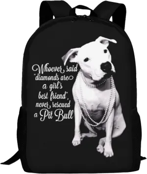 Pit-bull Terrier Girl Dog Quotes Backpack,Lightweight School College Bookbag Casual Student Travel Laptop Daypack - 17inch