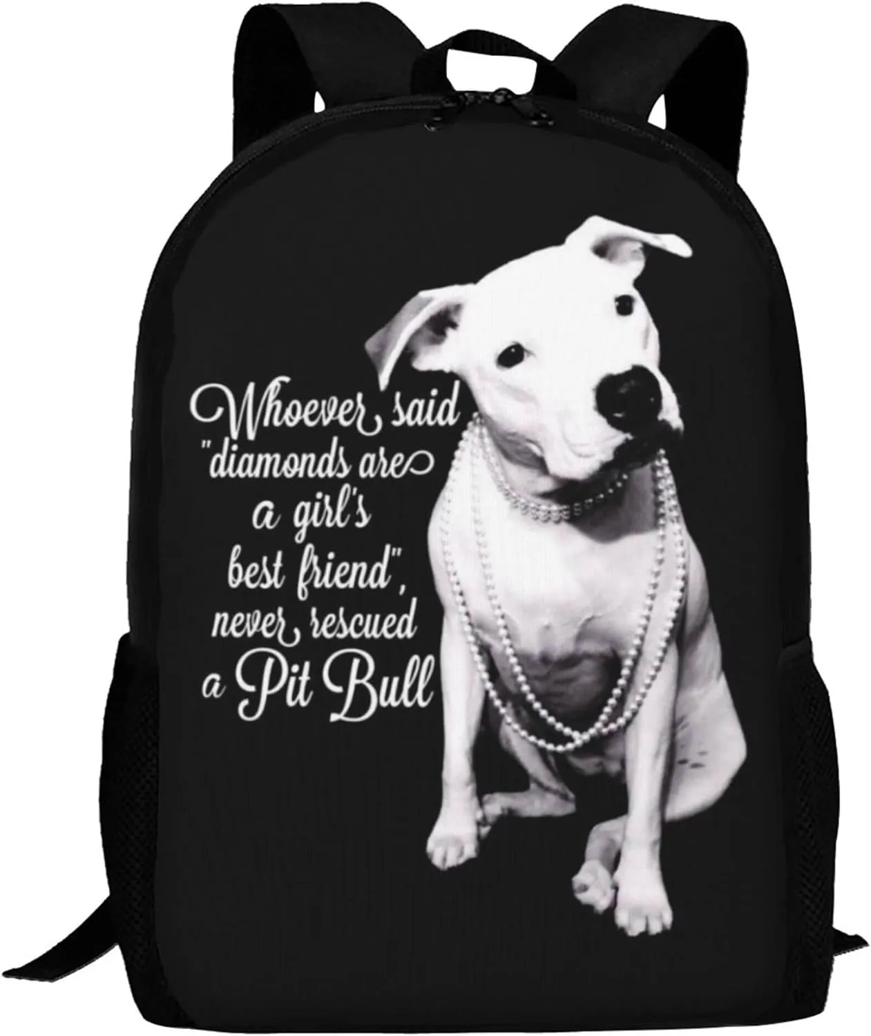 Pit-bull Terrier Girl Dog Quotes Backpack,Lightweight School College Bookbag Casual Student Travel Laptop Daypack - 17inch