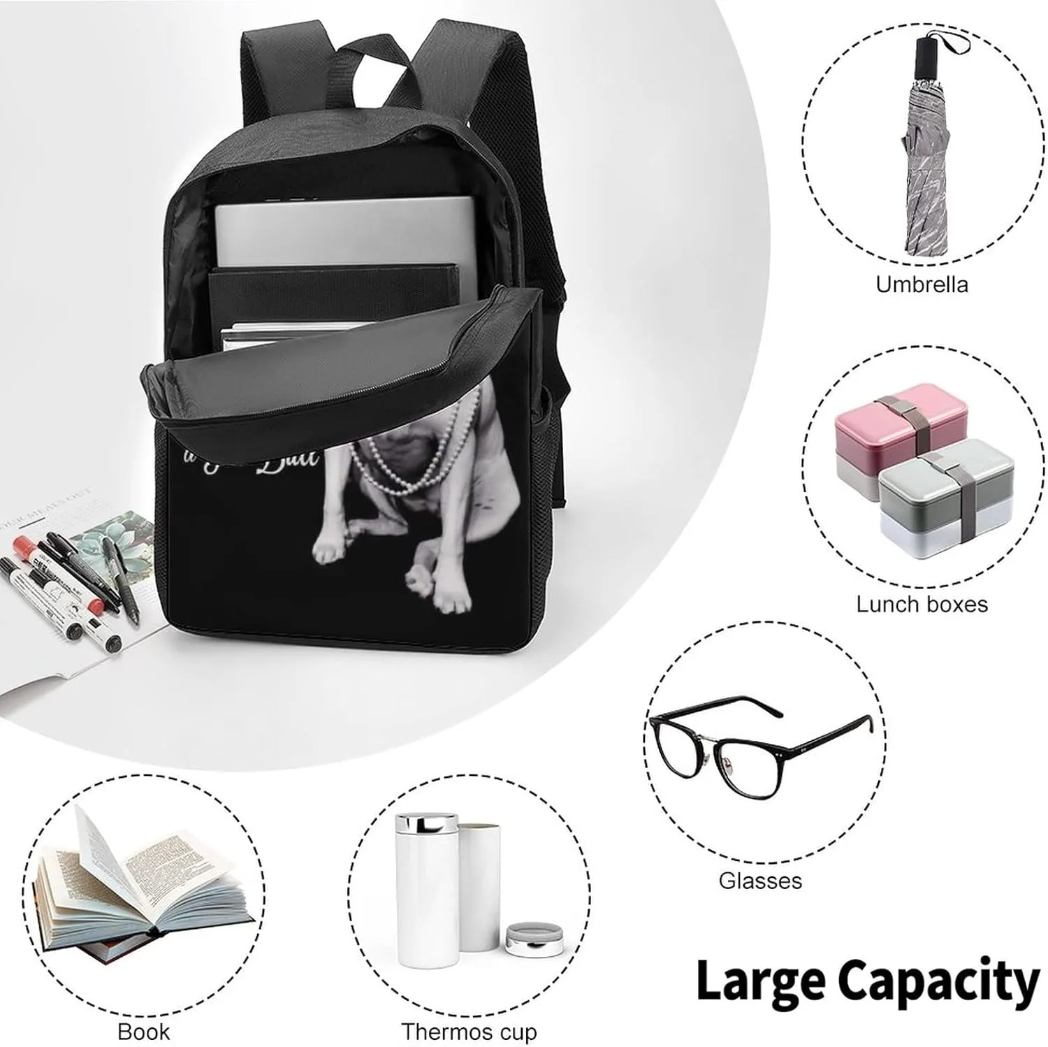 Pit-bull Terrier Girl Dog Quotes Backpack,Lightweight School College Bookbag Casual Student Travel Laptop Daypack - 17inch