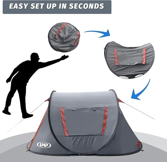 Pop-up Tent,2 Person Camping Tent,Instant Portable Beach Tent,Easy Pop Up Shade Tents 2 Doors for Camping Hiking & Traveling with Carrying Bag