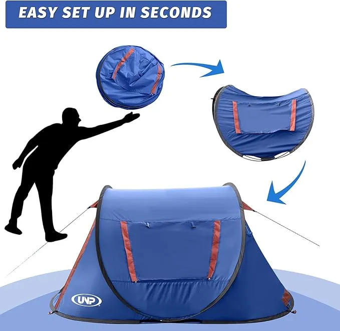 Pop-up Tent,2 Person Camping Tent,Instant Portable Beach Tent,Easy Pop Up Shade Tents 2 Doors for Camping Hiking & Traveling with Carrying Bag