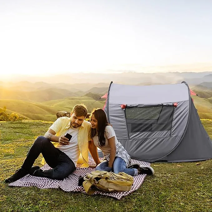 Pop-up Tent,2 Person Camping Tent,Instant Portable Beach Tent,Easy Pop Up Shade Tents 2 Doors for Camping Hiking & Traveling with Carrying Bag