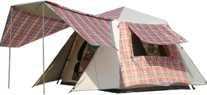 Pop Up Tents with Porch for Camping Waterproof Instant Tent 3-4 Person Double Layer for Family Automatic Tent Easy Setup for Camping Hiking Mountaineering Beach, Red