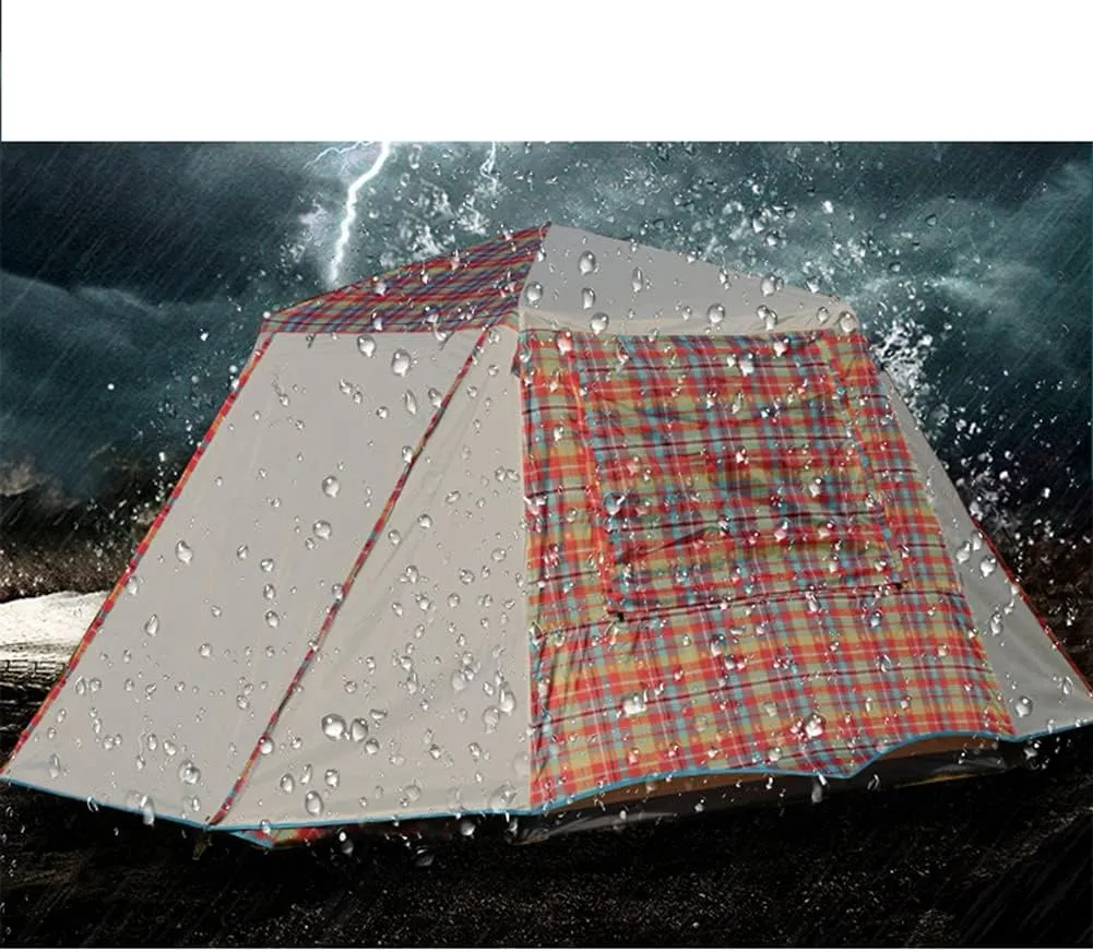 Pop Up Tents with Porch for Camping Waterproof Instant Tent 3-4 Person Double Layer for Family Automatic Tent Easy Setup for Camping Hiking Mountaineering Beach, Red