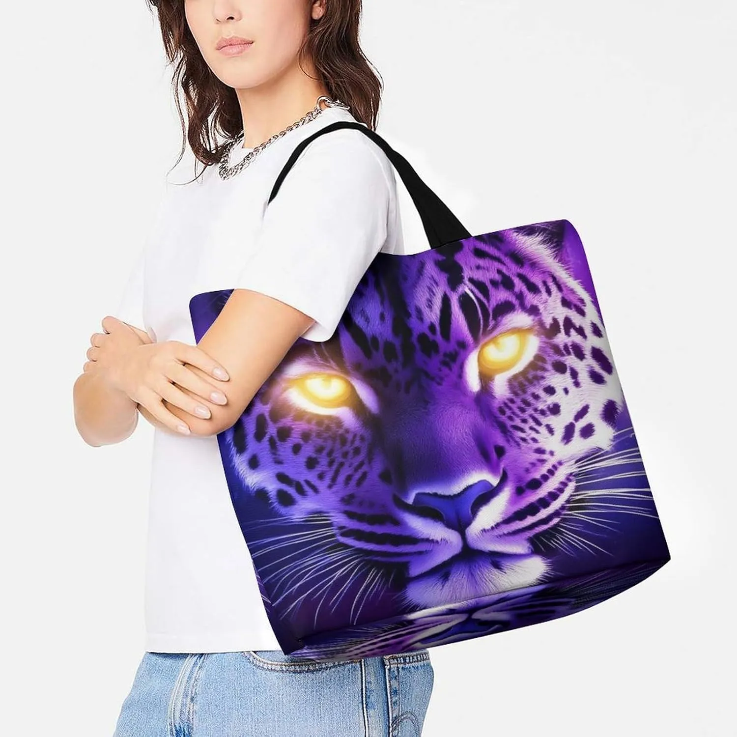 Portable Grocery Shoulder Bag for Women Casual Reusable Shopping Bag Large Tote Bags