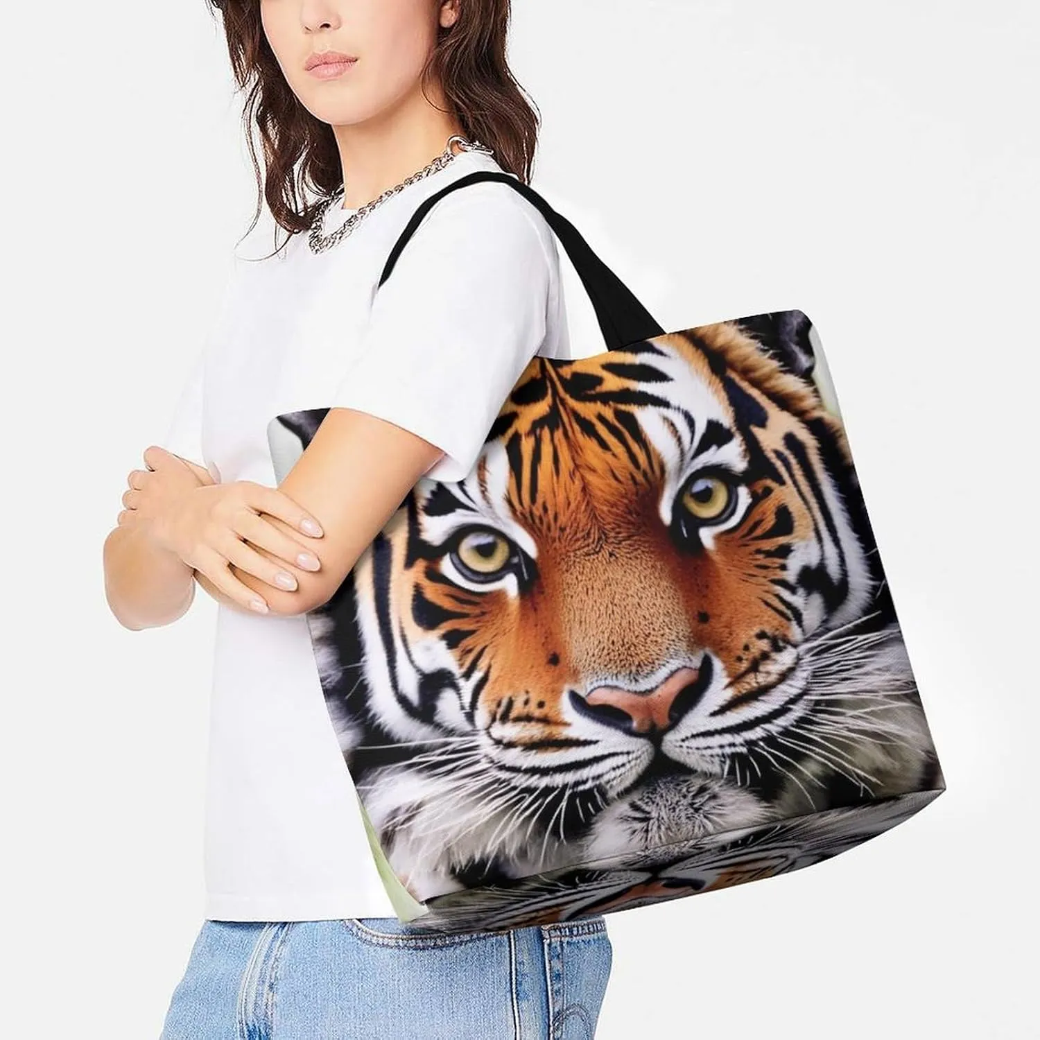 Portable Grocery Shoulder Bag for Women Casual Reusable Shopping Bag Large Tote Bags