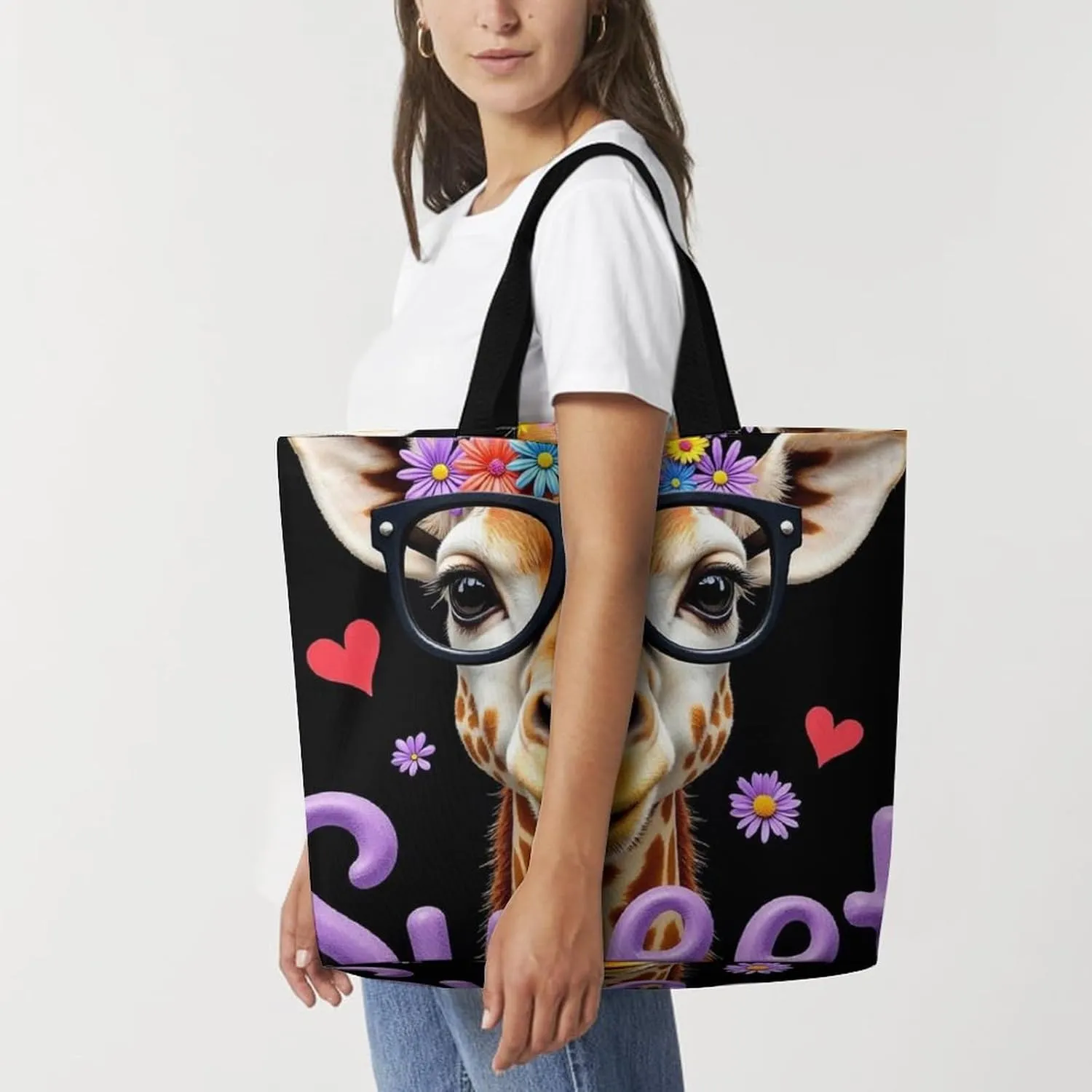 Portable Grocery Shoulder Bag for Women Casual Reusable Shopping Bag Large Tote Bags