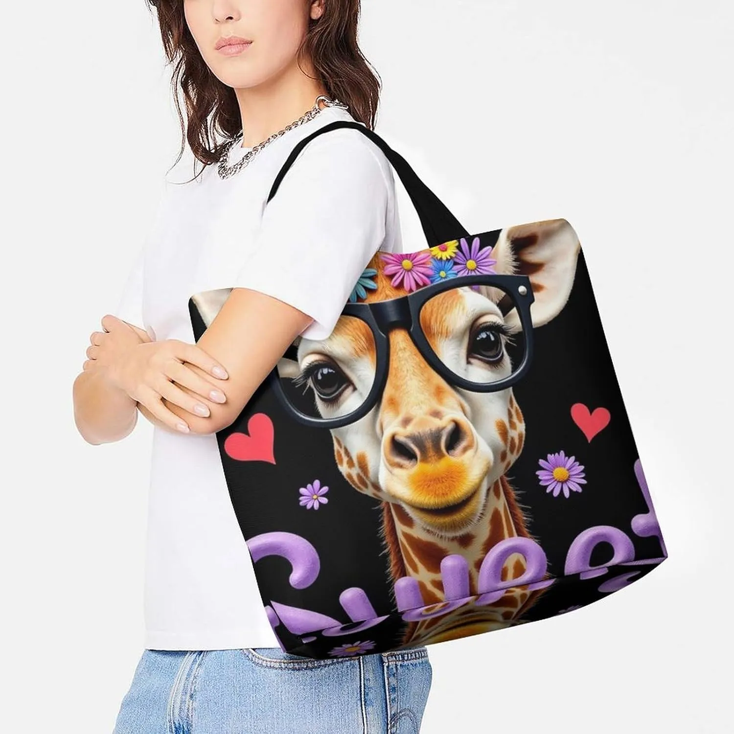Portable Grocery Shoulder Bag for Women Casual Reusable Shopping Bag Large Tote Bags
