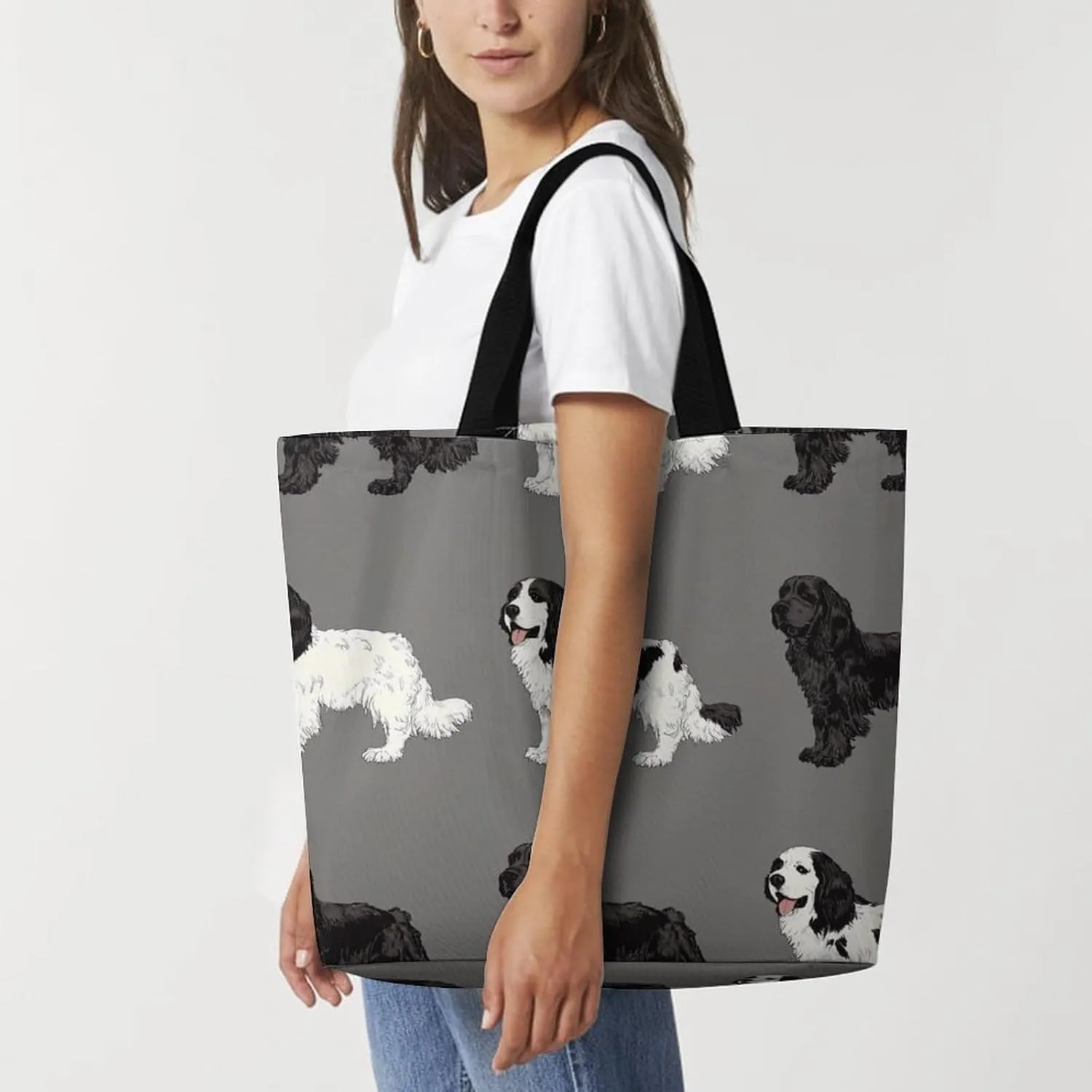Portable Grocery Shoulder Bag for Women Casual Reusable Shopping Bag Large Tote Bags