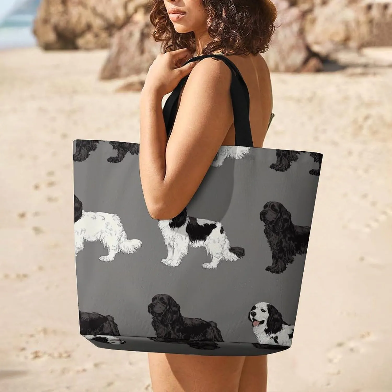 Portable Grocery Shoulder Bag for Women Casual Reusable Shopping Bag Large Tote Bags