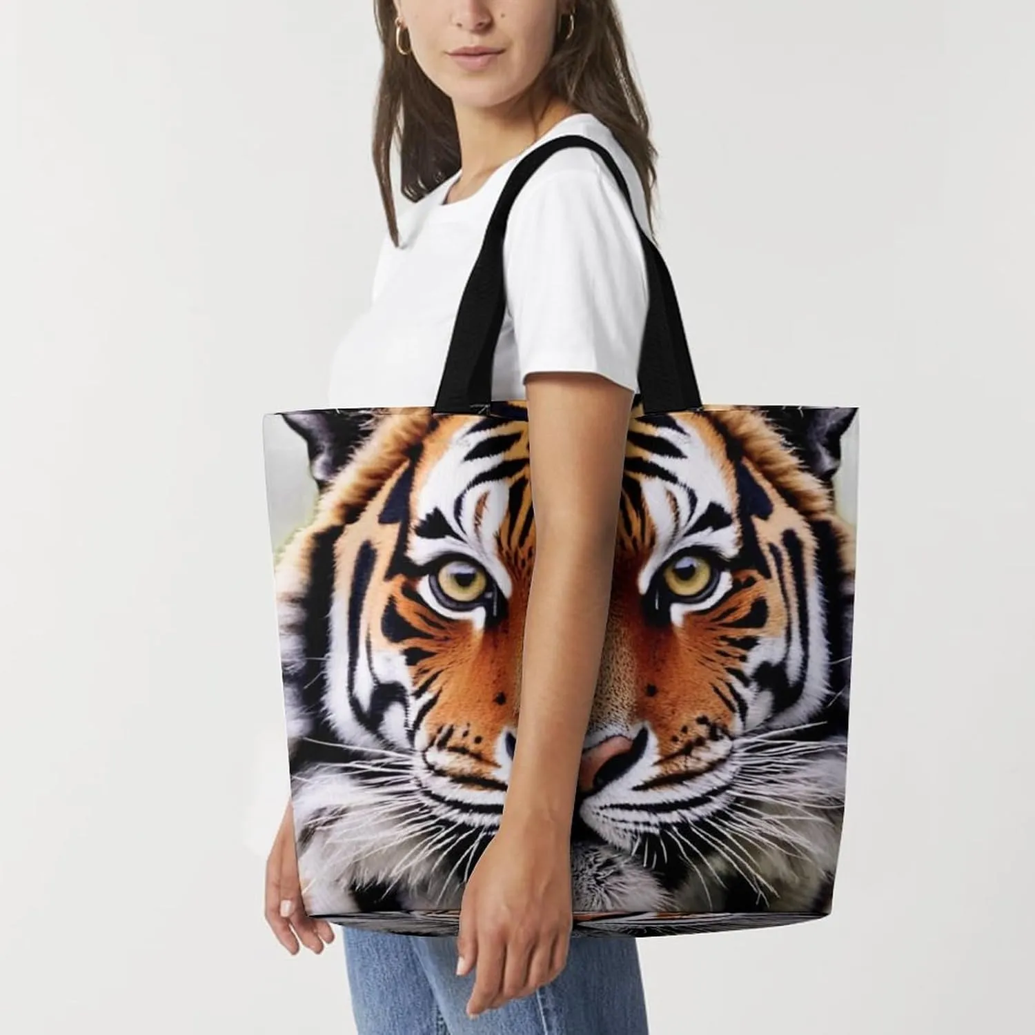 Portable Grocery Shoulder Bag for Women Casual Reusable Shopping Bag Large Tote Bags