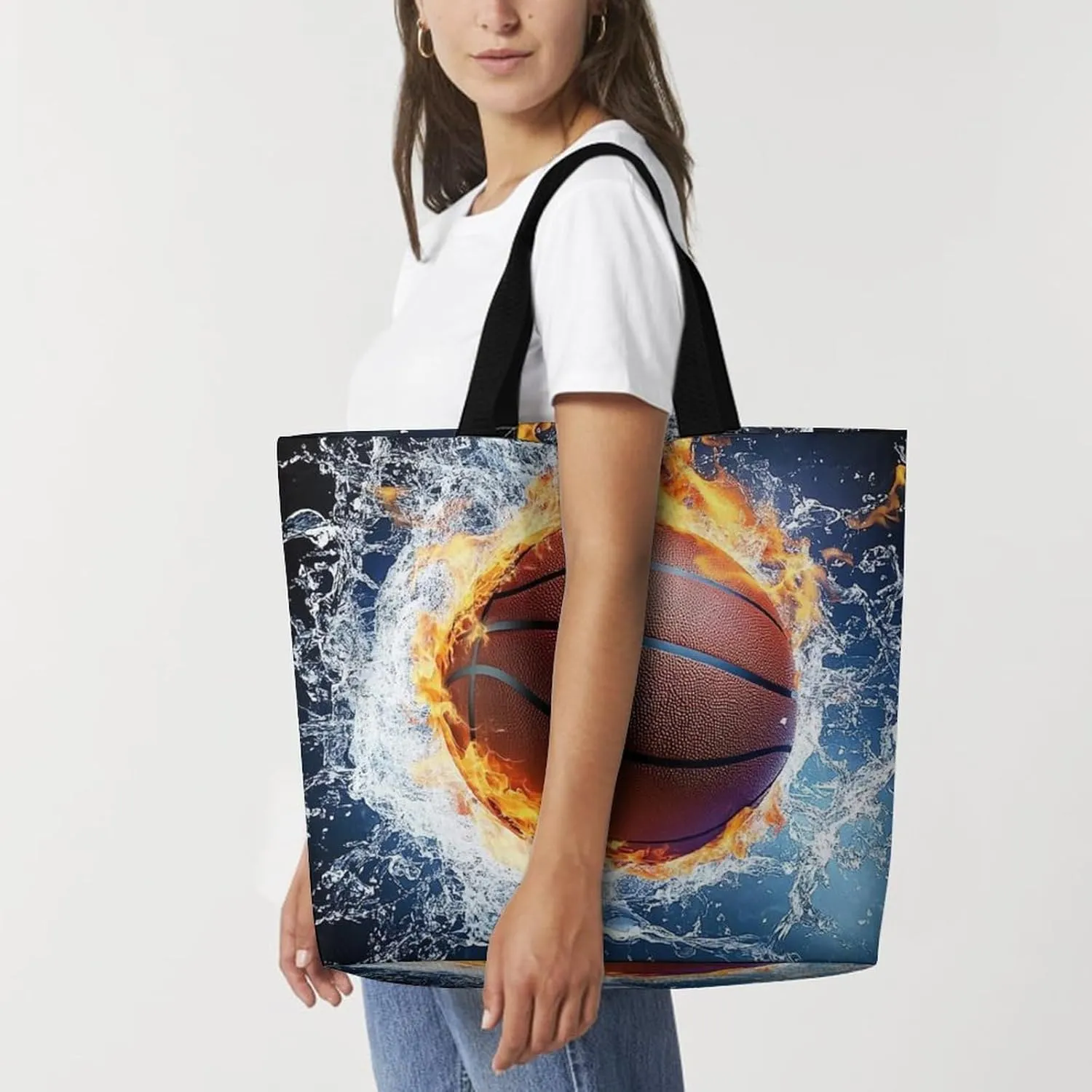 Portable Large Tote Bag for Women, Reusable Grocery Shoulder Bag Multipurpose Shopping Bags