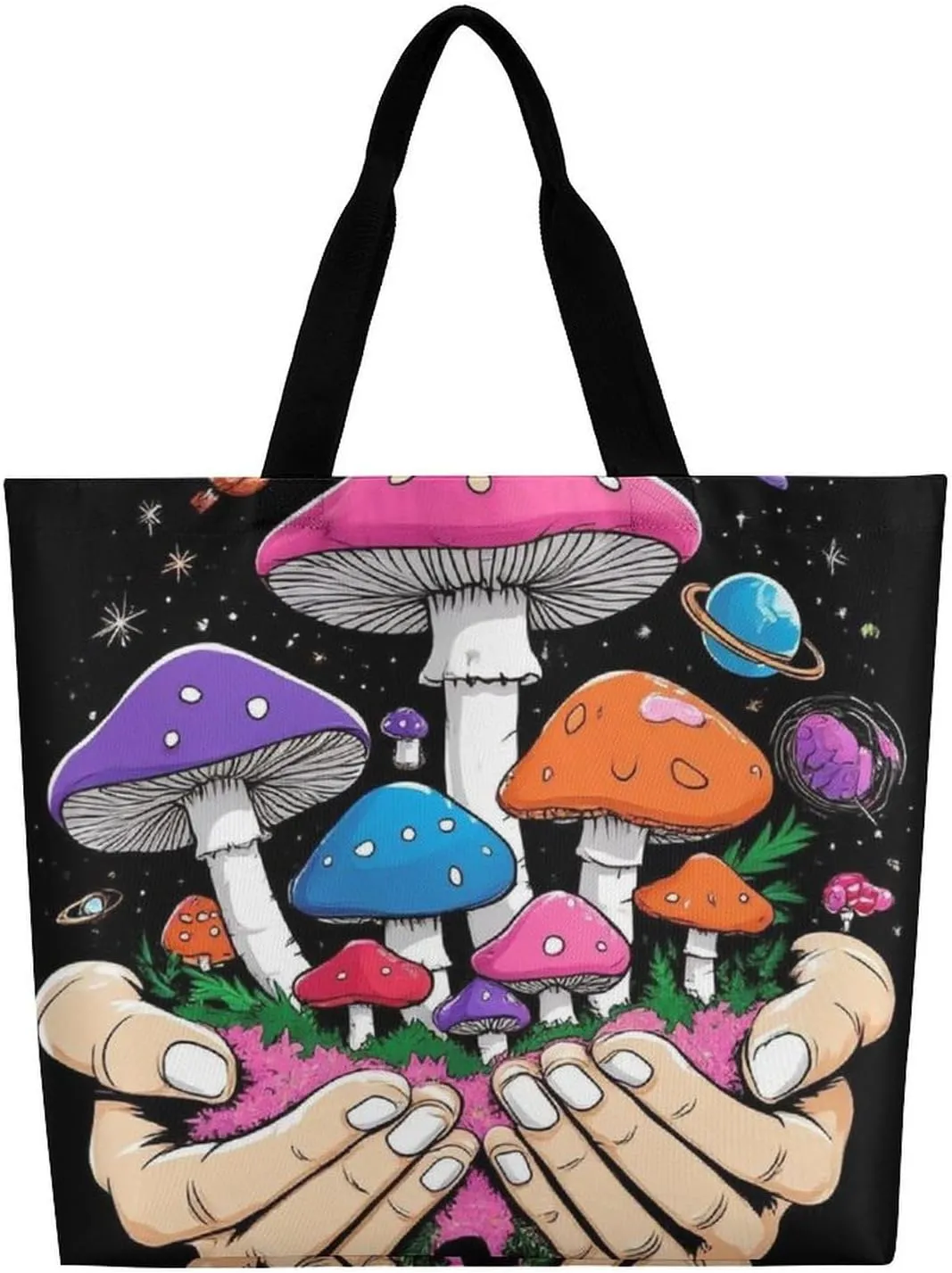 Portable Large Tote Bag for Women, Reusable Grocery Shoulder Bag Multipurpose Shopping Bags