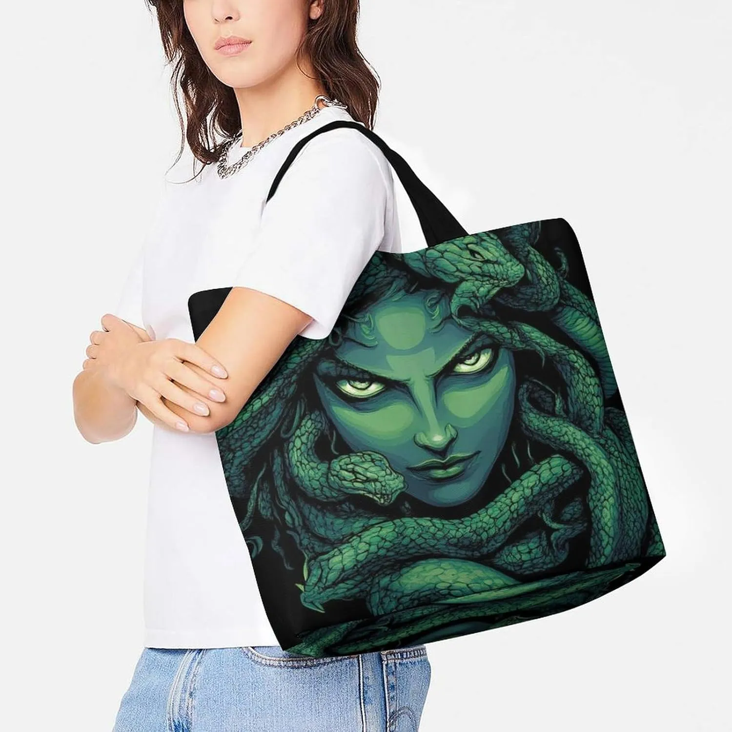 Portable Large Tote Bag for Women, Reusable Grocery Shoulder Bag Multipurpose Shopping Bags