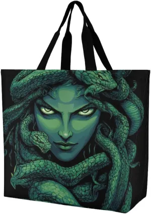 Portable Large Tote Bag for Women, Reusable Grocery Shoulder Bag Multipurpose Shopping Bags