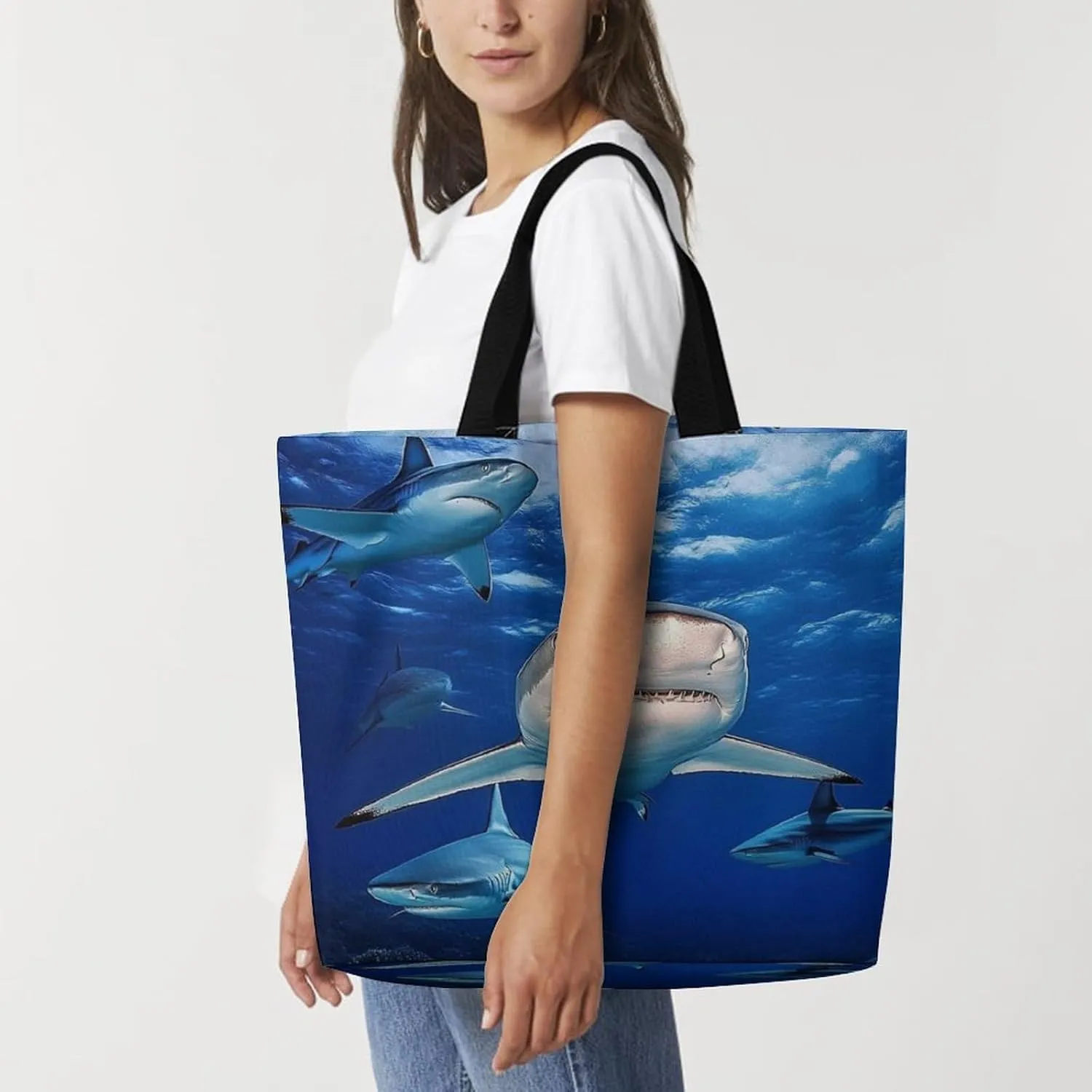 Portable Large Tote Bag for Women, Reusable Grocery Shoulder Bag Multipurpose Shopping Bags