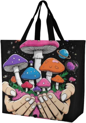 Portable Large Tote Bag for Women, Reusable Grocery Shoulder Bag Multipurpose Shopping Bags