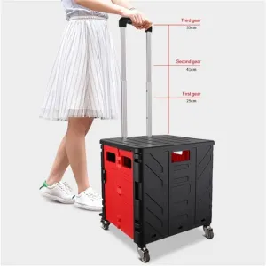 Portable Shopping Trolley Bag Folable Tote Bag Shopping Cart Grocery Bags with Wheels Rolling Cart Organizer