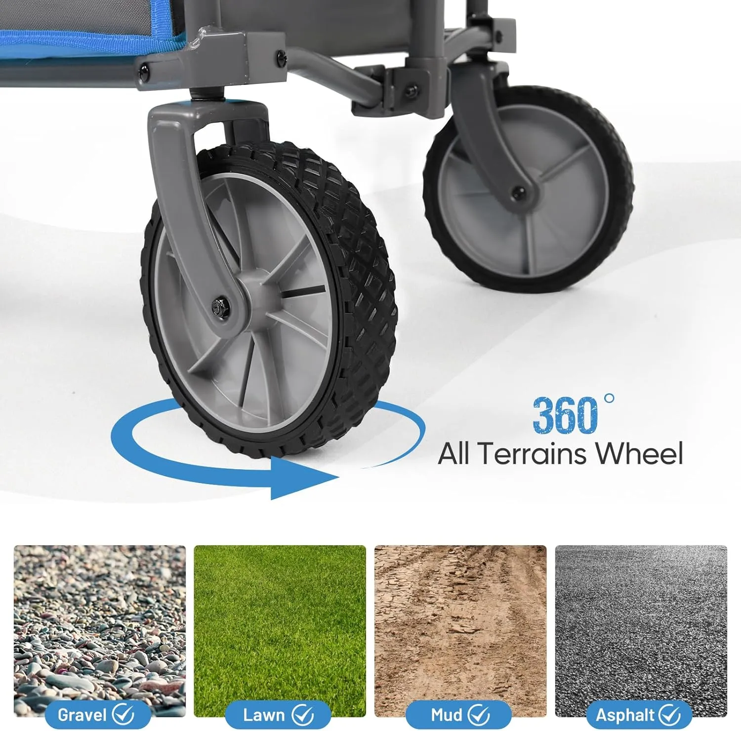 PORTAL Collapsible Wagon Cart, Heavy Duty Foldable Wagons Carts with Wheels, Folding Utility Wagon for Camping, Shopping, Garden, Sports, Beach