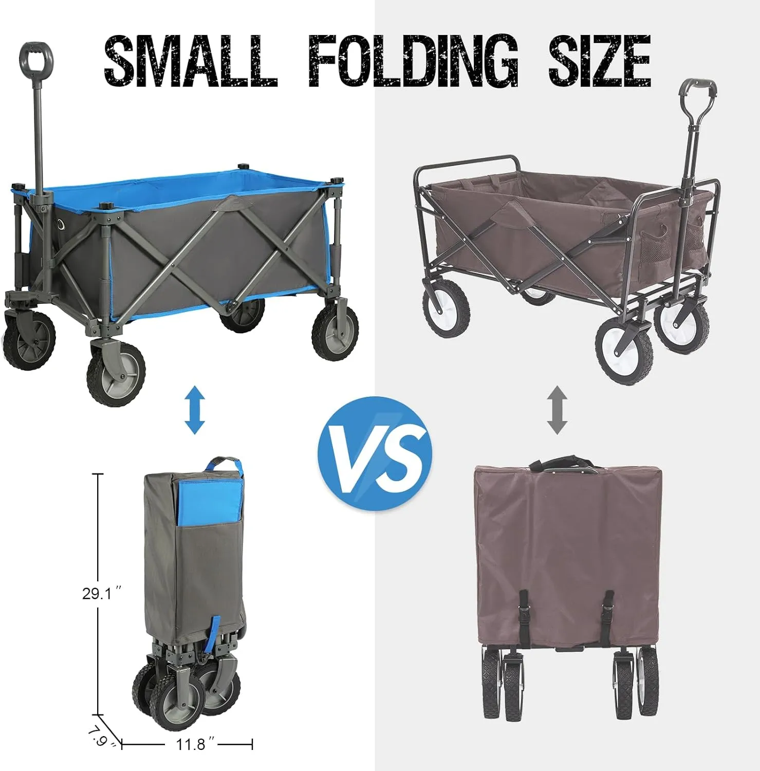 PORTAL Collapsible Wagon Cart, Heavy Duty Foldable Wagons Carts with Wheels, Folding Utility Wagon for Camping, Shopping, Garden, Sports, Beach