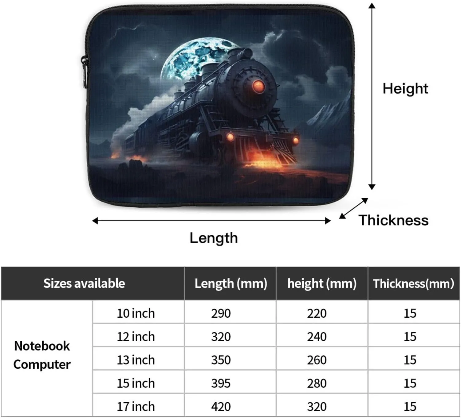 Powerful Locomotive Laptop Inner Bag Laptop Sleeve Case Briefcase Carrying Laptop Cover