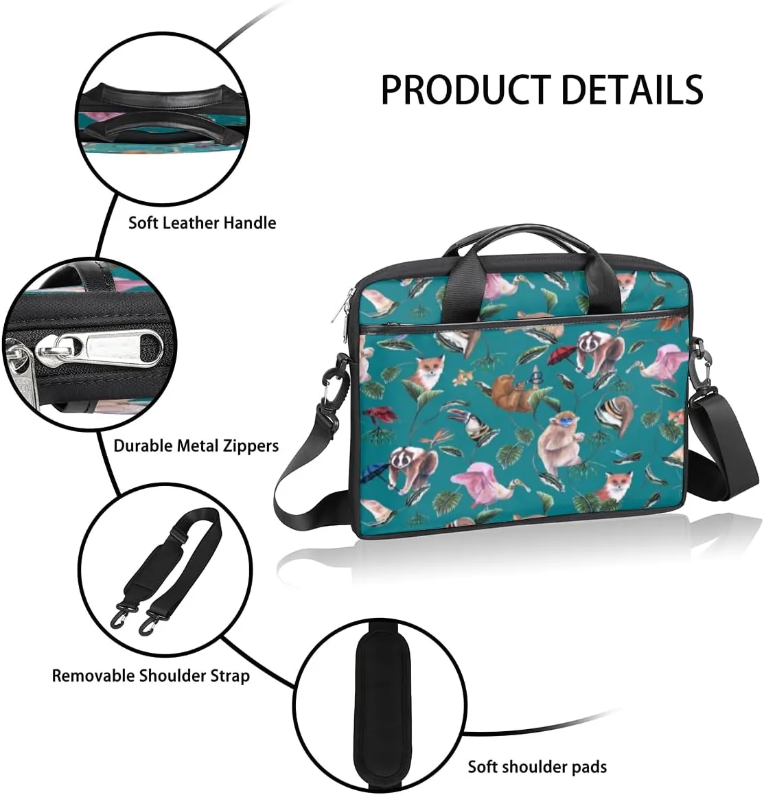 Prairie Animal Laptop Bag for Men Women 13-15 Inch Case Bags Sleeve Shoulder with Anti Slip Removable The Pad Straps